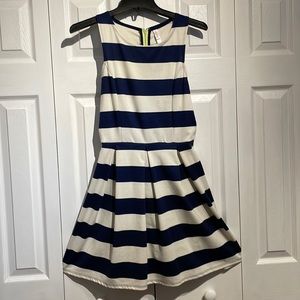 Xhilaration navy white striped dress size medium